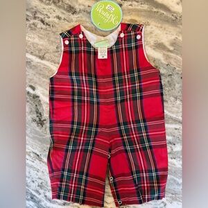 Red Plaid Sleeveless Romper Longall Christmas